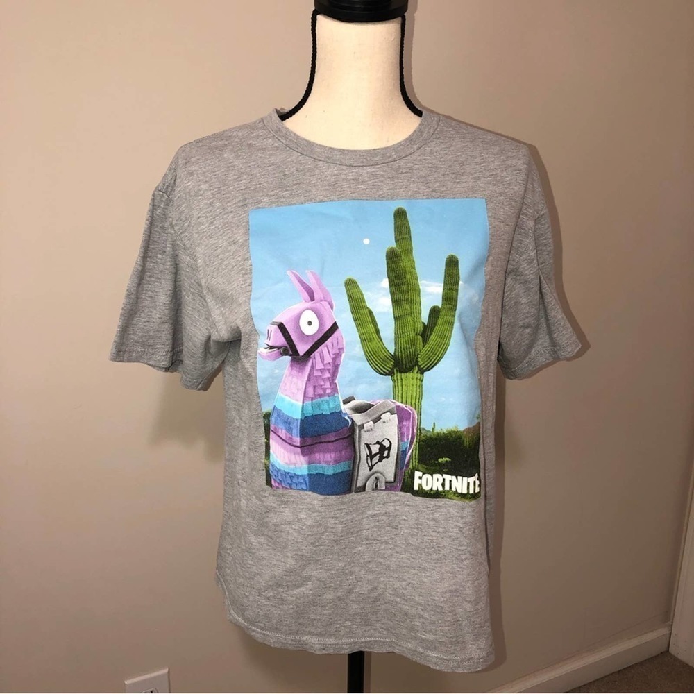 Fortnite Llama Gray Grapic T-Shirt Short Sleeve